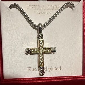 Gold and Silver Cross Pendant Necklace